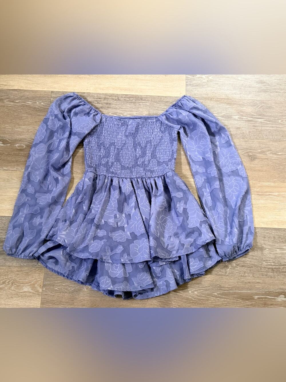 Rue 21 Periwinkle Dress XS Long Sleeve Smocked